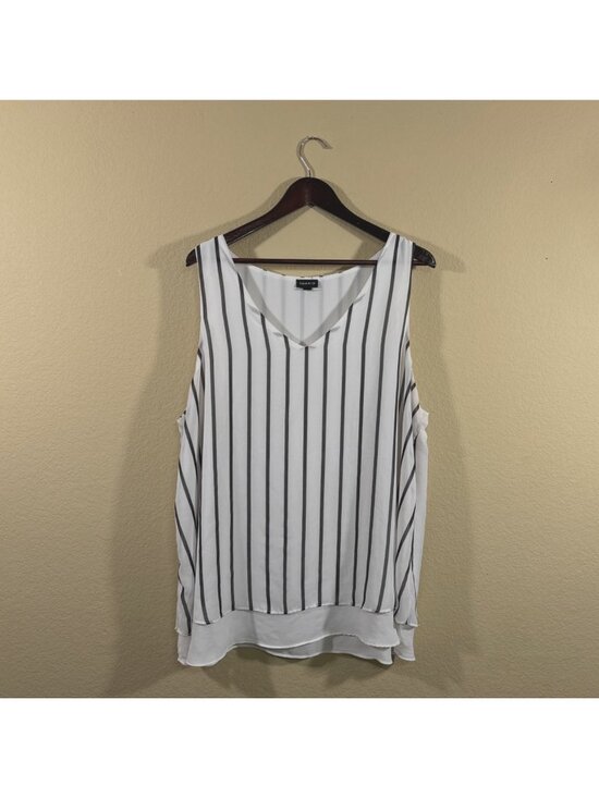 torrid Tops - Torrid White Black Striped Sleeveless Blouse Women’s Plus Size 2X